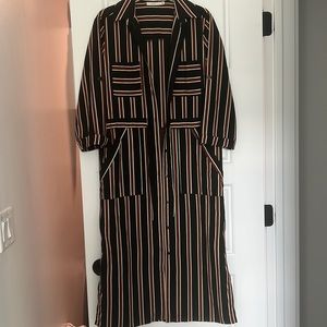 Striped button up midi dress